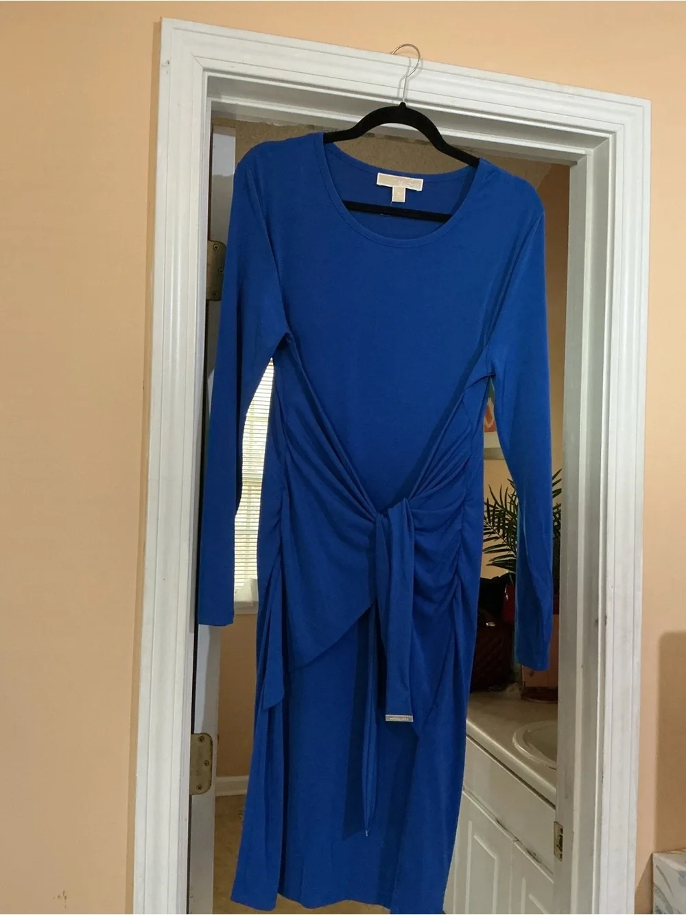 Michael Kors Royal Blue Long Sleeve Tie-Waist Dress
